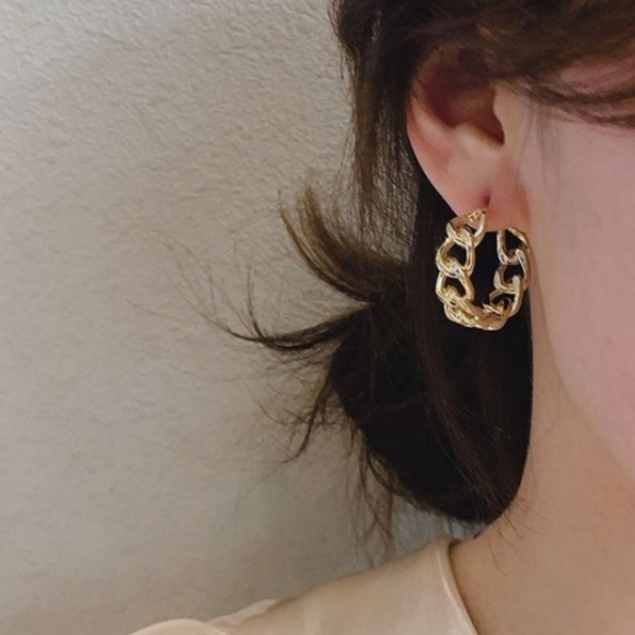 Gold Tone Hoop Earrings - Picture 2 of 4